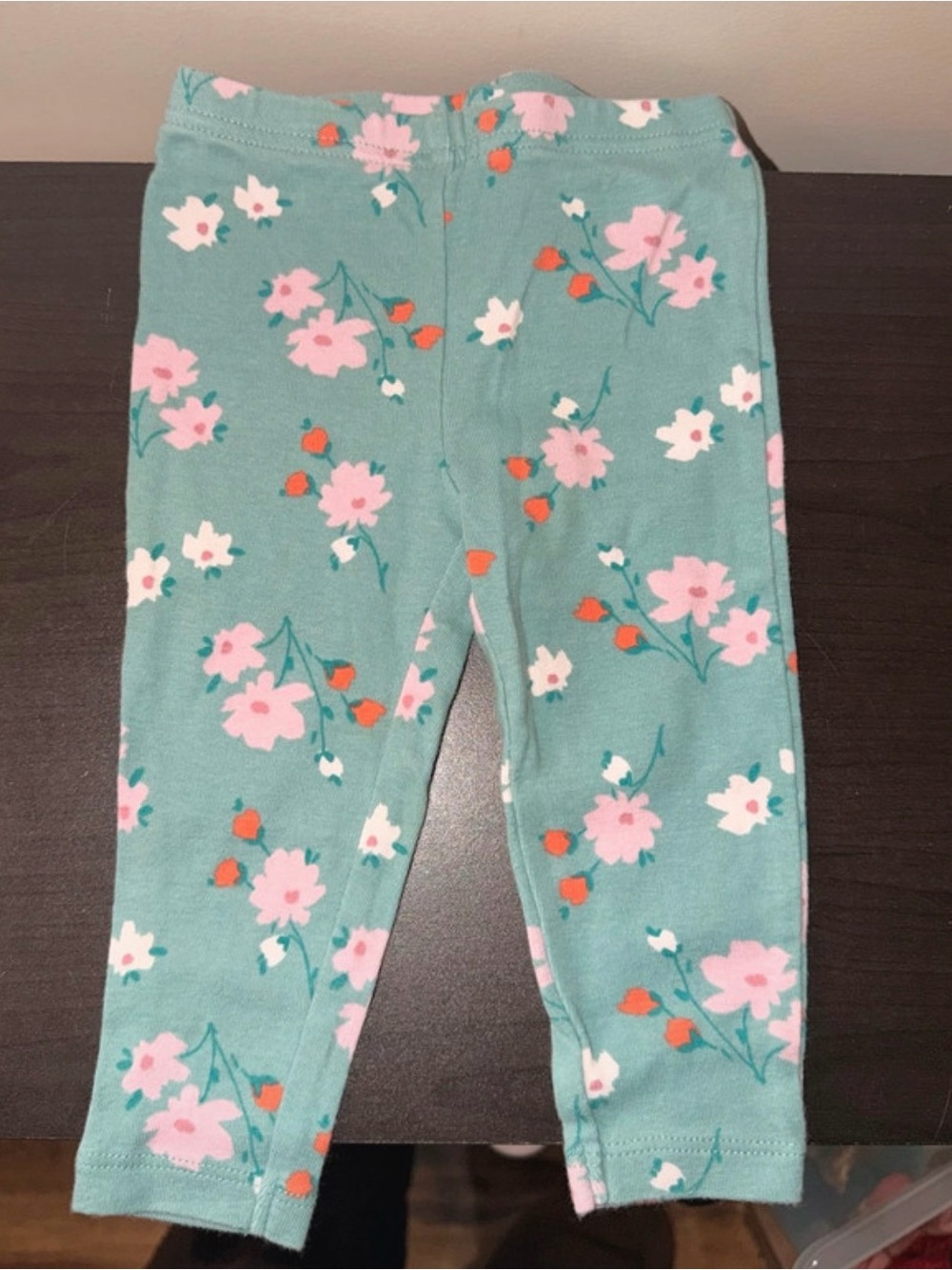 Carters Child Of Mine Kids Floral Stretch Leggings - Teal Pink
